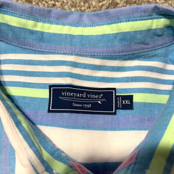 Vineyard Vines Men's Sz XXL Striped Short Sleeve Button-Down Multicolor Shirt - Picture 4 of 8